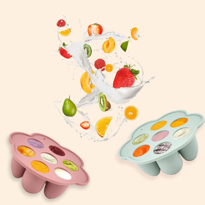 Ginbear Silicone Baby Fruit Food Feeder & Freezer Tray (Set of 2), Infant Teething Feeder Pacifiers with Popsicle Molds Combo 4 Months+ (Mauve/Baby Pink) - Image 5